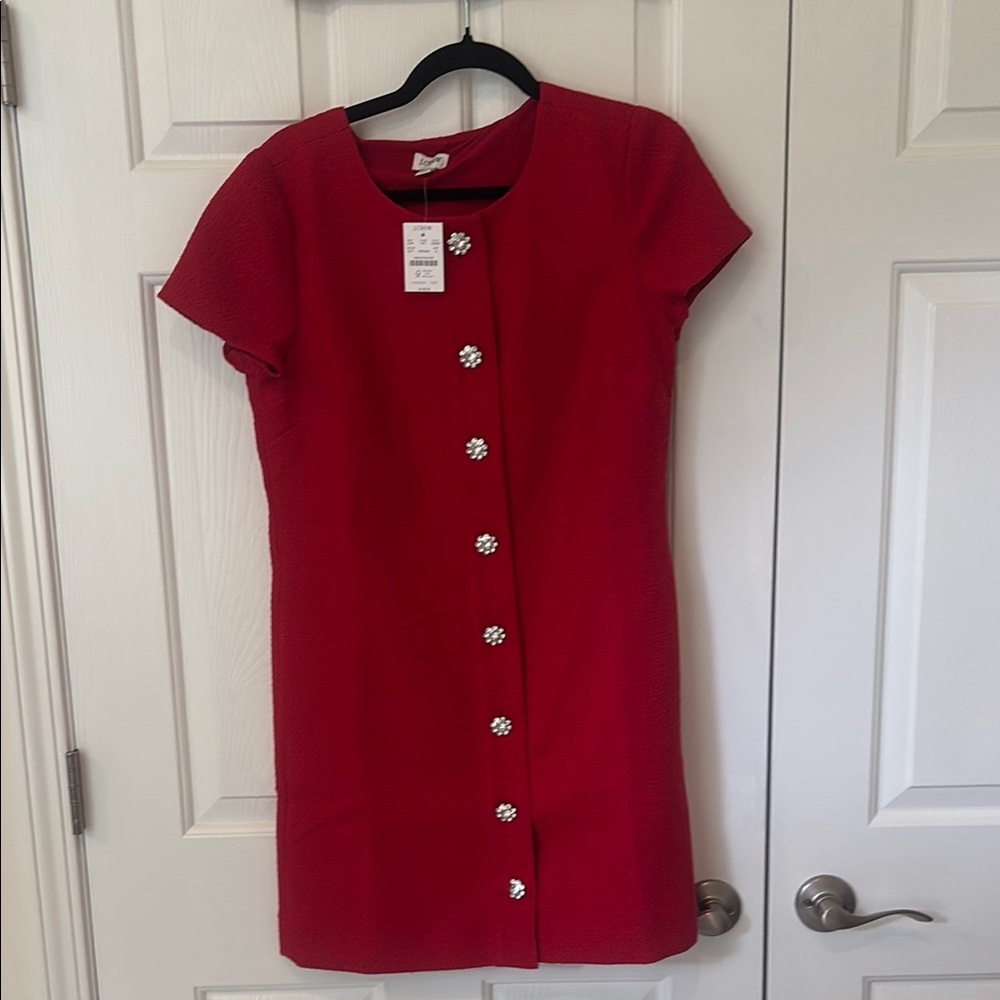 Elegant Red Button-Down Dress jcrew size 6 brand new